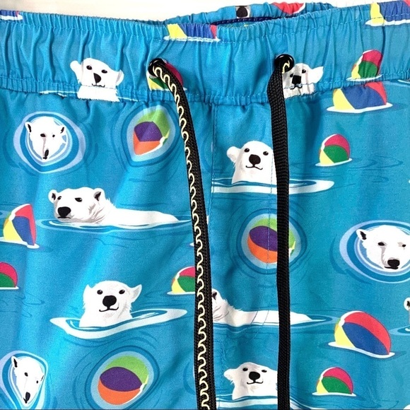 SURF SOCIETY SWIMWEAR BLUE BERMUDA MEN PRINT POLAR BEAR BERMUDA ADJUSTABLE LARGE - Picture 5 of 11